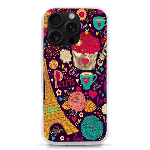 Collage Worx Black Collage Cupcake Eifel Tower Fireworks Paris iPhone 16 Pro TPU UV Print Case from ArtsNow.com Front