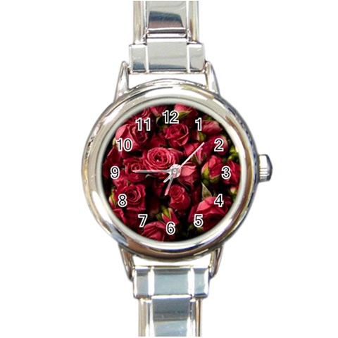 Floral Buds Of Roses Beautiful Flowers Round Italian Charm Watch from ArtsNow.com Front