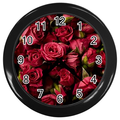 Floral Buds Of Roses Beautiful Flowers Wall Clock (Black) from ArtsNow.com Front