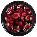 Floral Buds Of Roses Beautiful Flowers Wall Clock (Black)