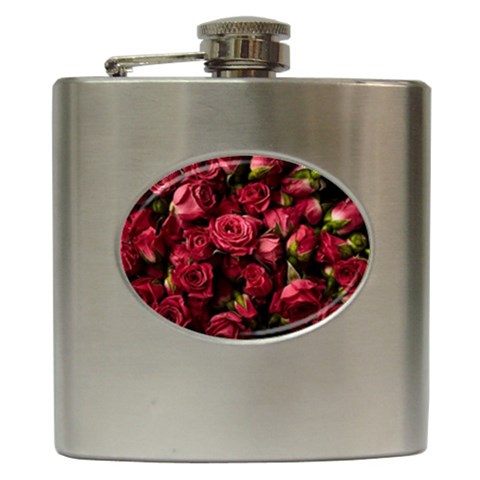 Floral Buds Of Roses Beautiful Flowers Hip Flask (6 oz) from ArtsNow.com Front