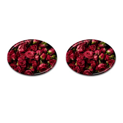 Floral Buds Of Roses Beautiful Flowers Cufflinks (Oval) from ArtsNow.com Front(Pair)