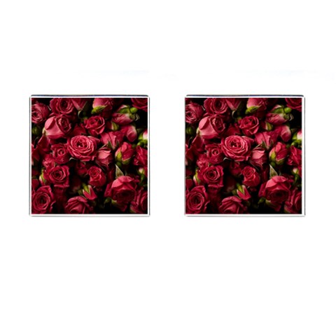 Floral Buds Of Roses Beautiful Flowers Cufflinks (Square) from ArtsNow.com Front(Pair)