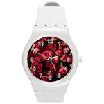 Floral Buds Of Roses Beautiful Flowers Round Plastic Sport Watch (M)