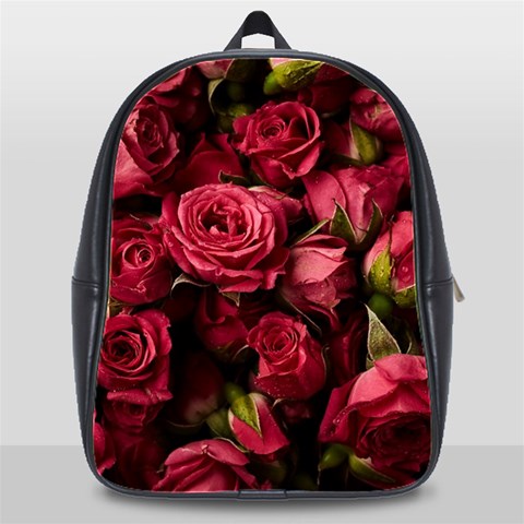 Floral Buds Of Roses Beautiful Flowers School Bag (XL) from ArtsNow.com Front