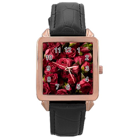 Floral Buds Of Roses Beautiful Flowers Rose Gold Leather Watch  from ArtsNow.com Front