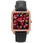 Floral Buds Of Roses Beautiful Flowers Rose Gold Leather Watch 