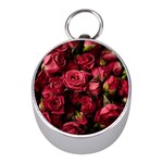 Floral Buds Of Roses Beautiful Flowers Mini Silver Compasses