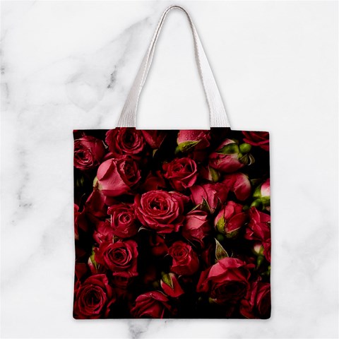 Floral Buds Of Roses Beautiful Flowers Zipper Grocery Tote Bag from ArtsNow.com Front