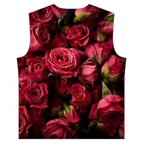 Floral Buds Of Roses Beautiful Flowers Men s High Neck Button Up Puffer Vest from ArtsNow.com Back