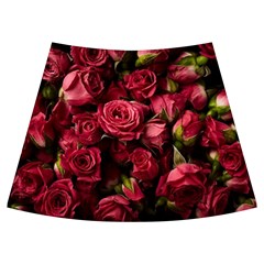 Floral Buds Of Roses Beautiful Flowers Knee Front Skirt