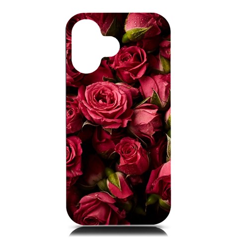 Floral Buds Of Roses Beautiful Flowers iPhone 16 Black UV Print PC Hardshell Case from ArtsNow.com Front