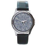 Blue Ornament Complex Mosaic Print Pattern Round Metal Watch