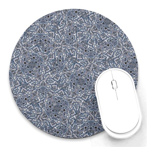 Blue Ornament Complex Mosaic Print Pattern Round Mousepad from ArtsNow.com Front