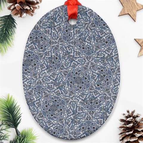 Blue Ornament Complex Mosaic Print Pattern Ornament (Oval) from ArtsNow.com Front