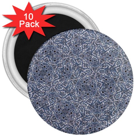 Blue Ornament Complex Mosaic Print Pattern 3  Magnets (10 pack)  from ArtsNow.com Front