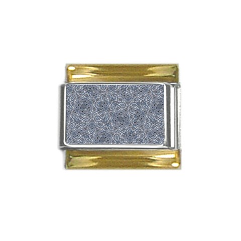 Blue Ornament Complex Mosaic Print Pattern Gold Trim Italian Charm (9mm) from ArtsNow.com Front