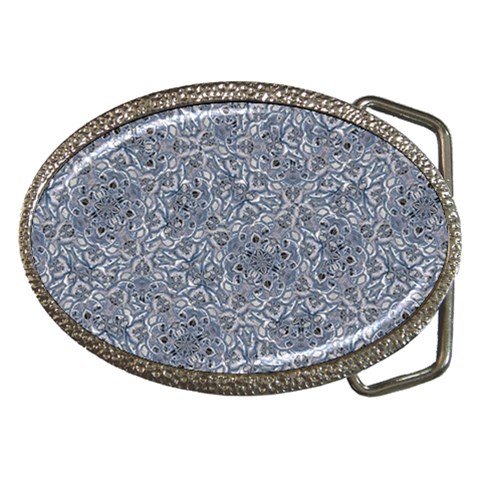 Blue Ornament Complex Mosaic Print Pattern Belt Buckles from ArtsNow.com Front