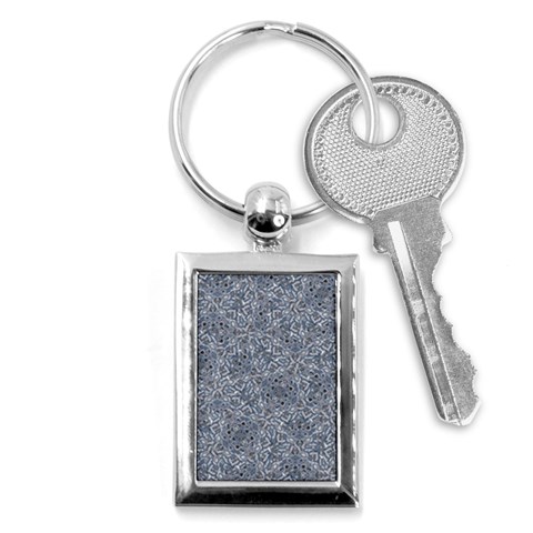 Blue Ornament Complex Mosaic Print Pattern Key Chain (Rectangle) from ArtsNow.com Front