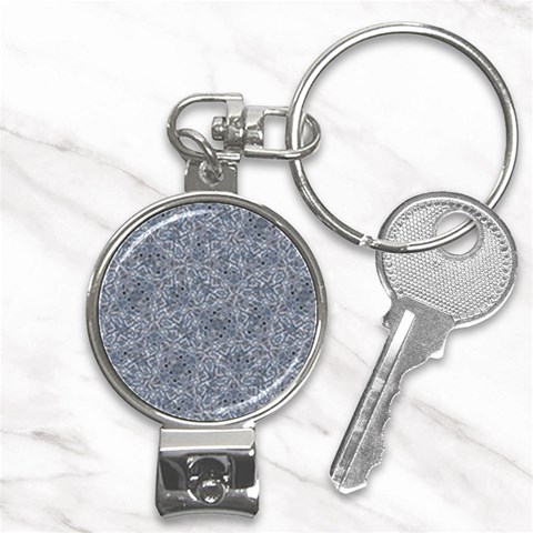 Blue Ornament Complex Mosaic Print Pattern Nail Clippers Key Chain from ArtsNow.com Front