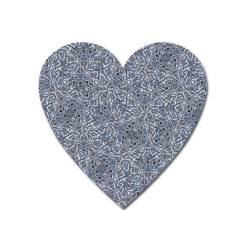 Blue Ornament Complex Mosaic Print Pattern Heart Magnet from ArtsNow.com Front