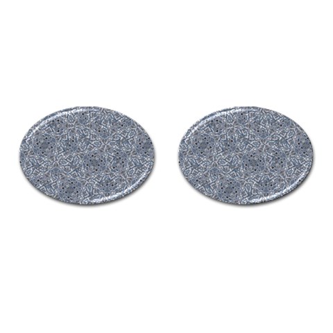 Blue Ornament Complex Mosaic Print Pattern Cufflinks (Oval) from ArtsNow.com Front(Pair)