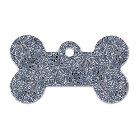 Blue Ornament Complex Mosaic Print Pattern Dog Tag Bone (One Side) from ArtsNow.com Front