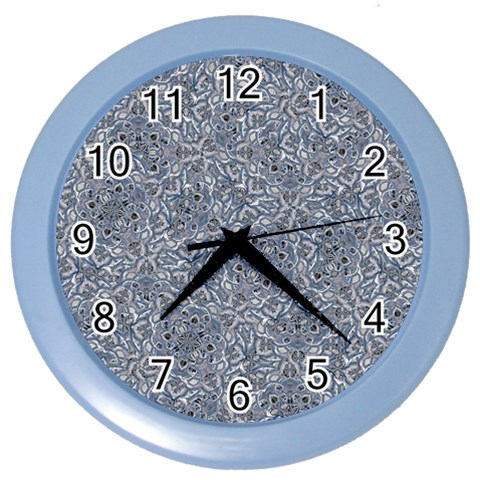 Blue Ornament Complex Mosaic Print Pattern Color Wall Clock from ArtsNow.com Front