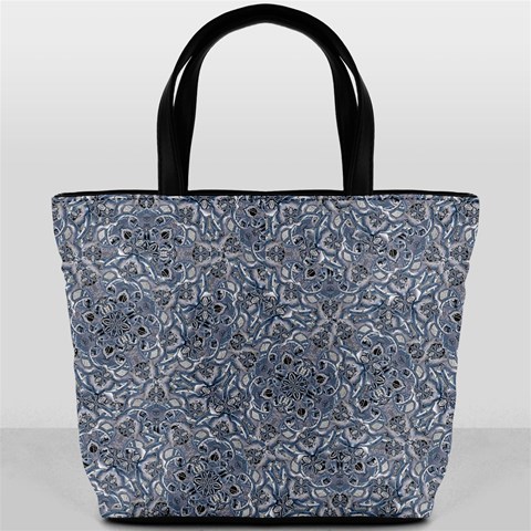 Blue Ornament Complex Mosaic Print Pattern Bucket Bag from ArtsNow.com Front