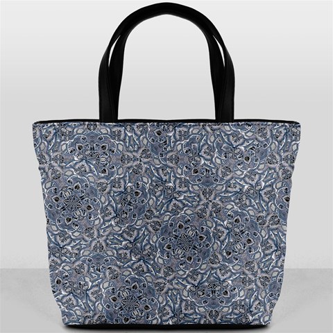 Blue Ornament Complex Mosaic Print Pattern Bucket Bag from ArtsNow.com Back