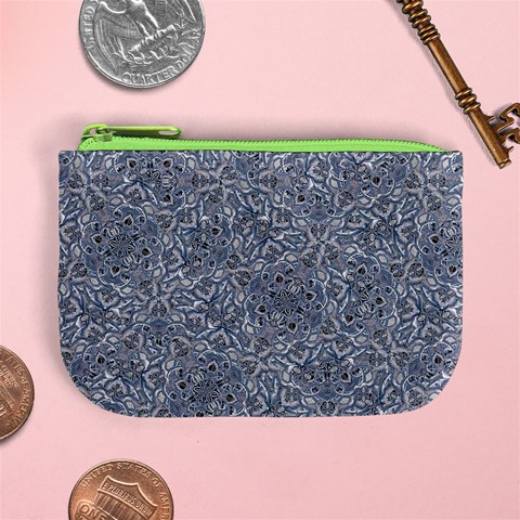 Blue Ornament Complex Mosaic Print Pattern Mini Coin Purse from ArtsNow.com Front