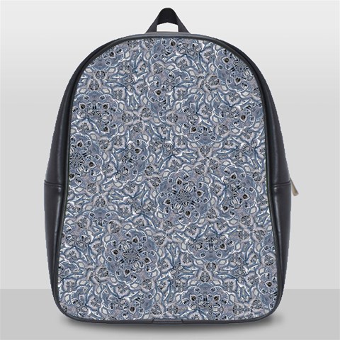 Blue Ornament Complex Mosaic Print Pattern School Bag (Large) from ArtsNow.com Front