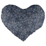 Blue Ornament Complex Mosaic Print Pattern Large 19  Premium Heart Shape Cushions