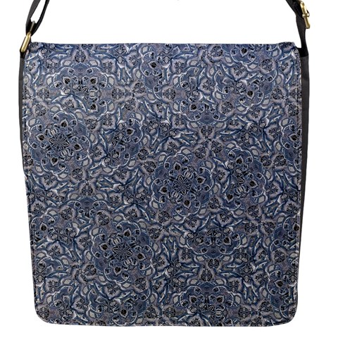 Blue Ornament Complex Mosaic Print Pattern Flap Closure Messenger Bag (S) from ArtsNow.com Front