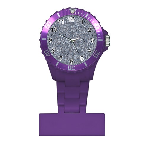 Blue Ornament Complex Mosaic Print Pattern Plastic Nurses Watch from ArtsNow.com Front