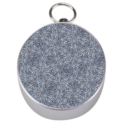 Blue Ornament Complex Mosaic Print Pattern Silver Compasses from ArtsNow.com Front