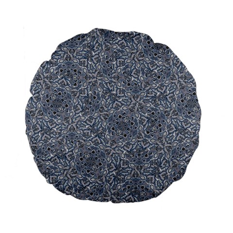 Blue Ornament Complex Mosaic Print Pattern Standard 15  Premium Flano Round Cushions from ArtsNow.com Back