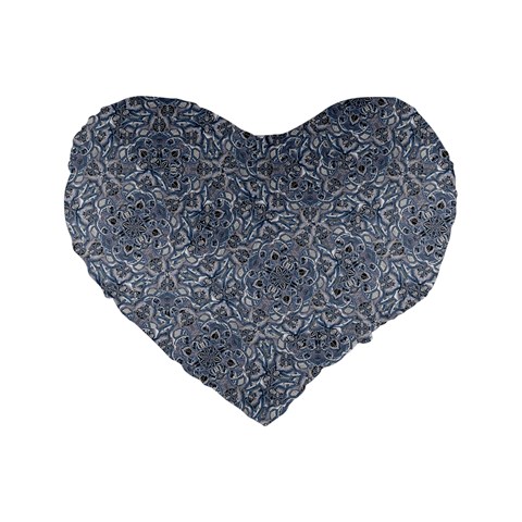 Blue Ornament Complex Mosaic Print Pattern Standard 16  Premium Flano Heart Shape Cushions from ArtsNow.com Front