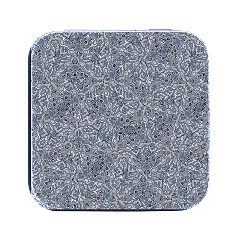 Blue Ornament Complex Mosaic Print Pattern Square Metal Box (Black) from ArtsNow.com Front