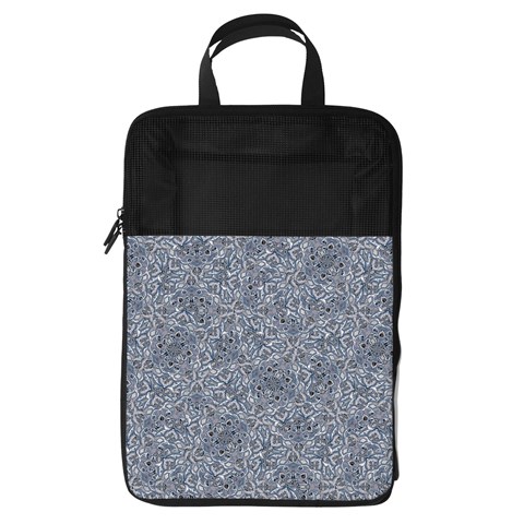 Blue Ornament Complex Mosaic Print Pattern Foldable Shoe Storage Bag from ArtsNow.com Front