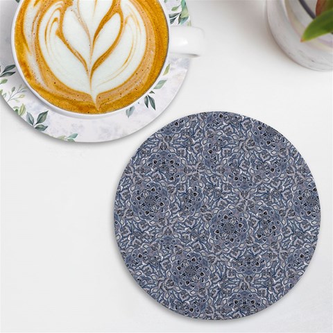 Blue Ornament Complex Mosaic Print Pattern UV Print Round Tile Coaster from ArtsNow.com Front