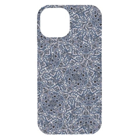 Blue Ornament Complex Mosaic Print Pattern iPhone 15 Black UV Print PC Hardshell Case from ArtsNow.com Front