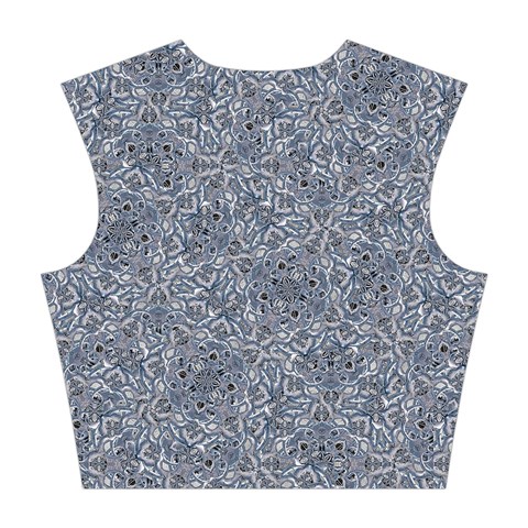 Blue Ornament Complex Mosaic Print Pattern Cotton Crop Top from ArtsNow.com Back