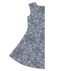 Blue Ornament Complex Mosaic Print Pattern Short Sleeve V Back Left