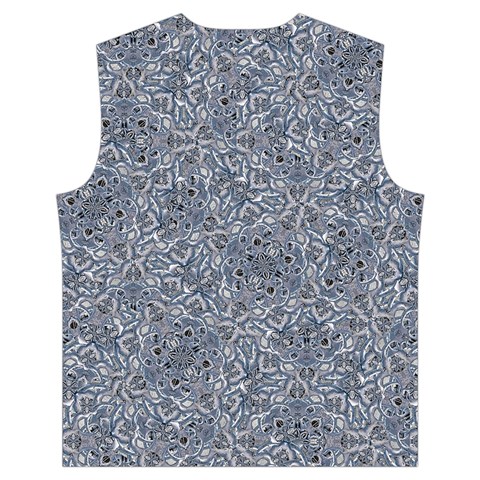 Blue Ornament Complex Mosaic Print Pattern Men s High Neck Button Up Puffer Vest from ArtsNow.com Back