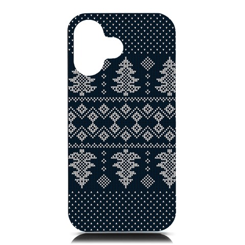 Winter Wonderland Pattern iPhone 16 Black UV Print PC Hardshell Case from ArtsNow.com Front