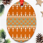 Winter Wonderland Seamless Pattern: Christmas Trees & Snowflakes on Dark Background Ornament (Oval)