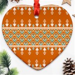 Winter Wonderland Seamless Pattern: Christmas Trees & Snowflakes on Dark Background Ornament (Heart)