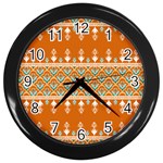 Winter Wonderland Seamless Pattern: Christmas Trees & Snowflakes on Dark Background Wall Clock (Black)