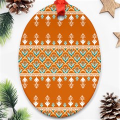 Winter Wonderland Seamless Pattern: Christmas Trees & Snowflakes on Dark Background Oval Ornament (Two Sides) from ArtsNow.com Back